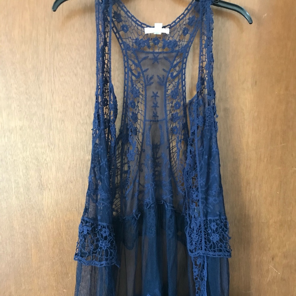 Navy lace vest